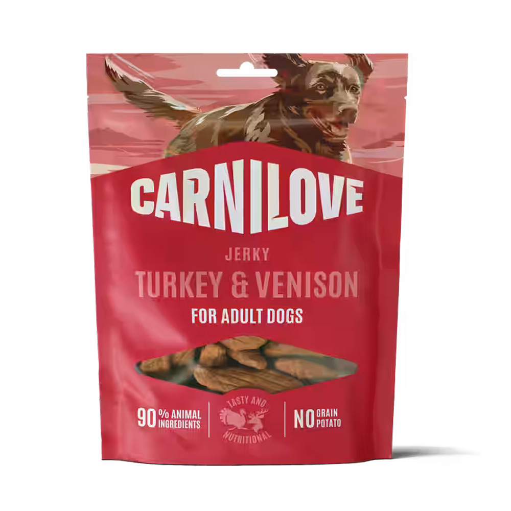 Carnilove Dog Jerky Turkey with Venison 100g Mięsny Przysmak dla Psa Indyk z Jeleniem